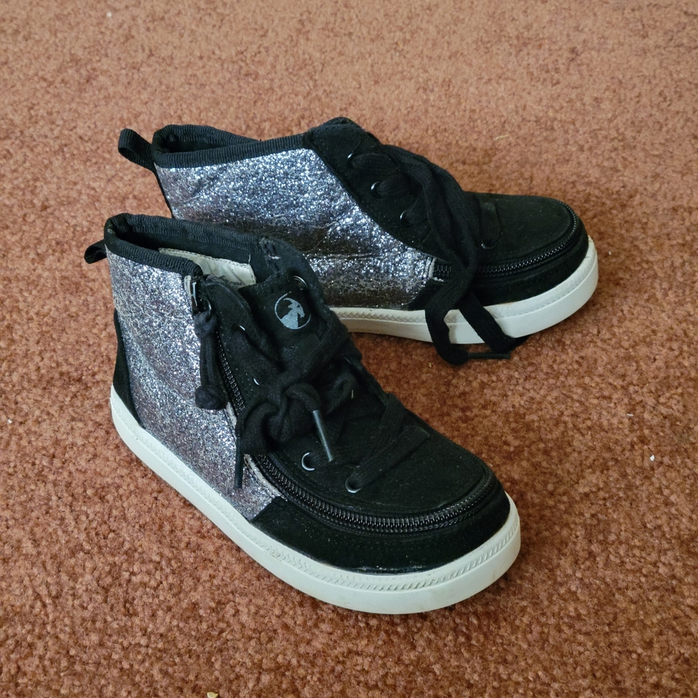 Sparkly Black and Silver Kids Sneakers